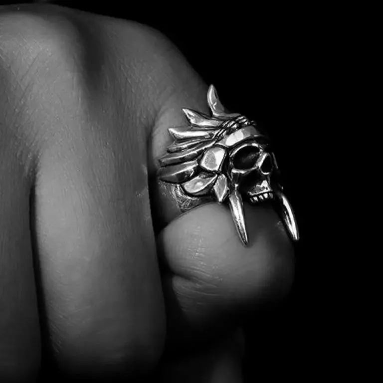 African Tribal Chief Chieftain Stainless Steel Ring - Vrafi Jewelry