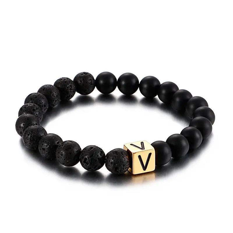 Alphabet Round Bead Stretchable Bracelet VRAFI