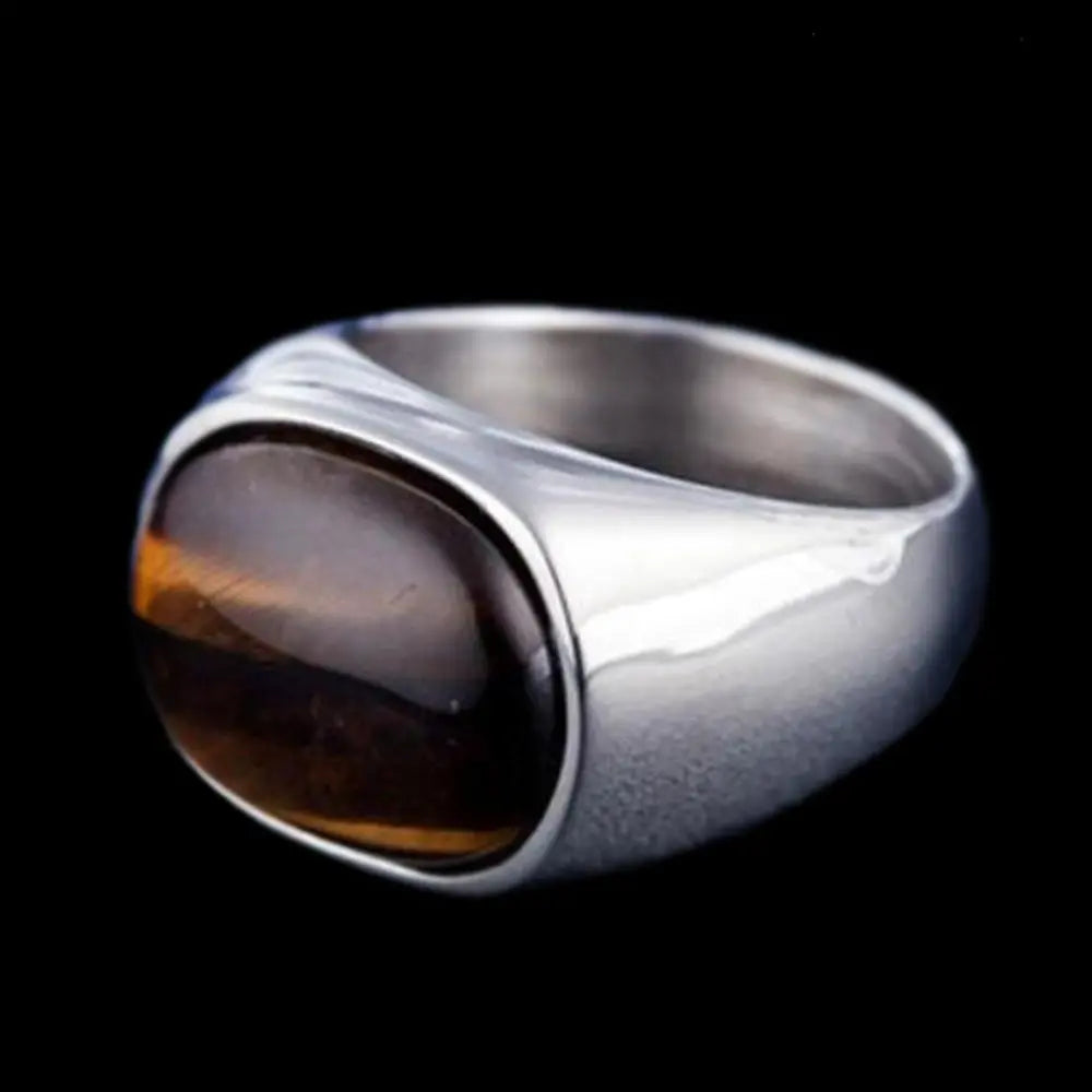 Amber Oval Stainless Steel Ring - Vrafi Jewelry