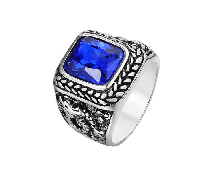 Ancient Mythical Dragon Gemstone Men's Ring