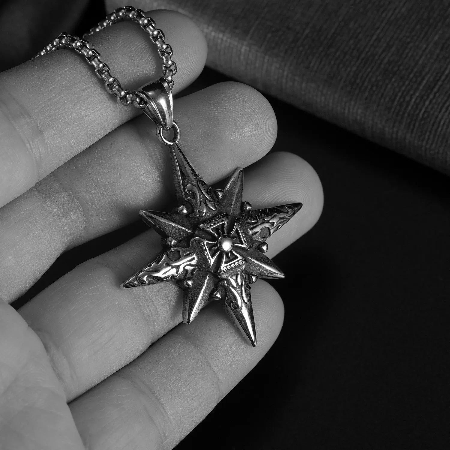 Anise Star Stainless Steel Cross Pendant VRAFI