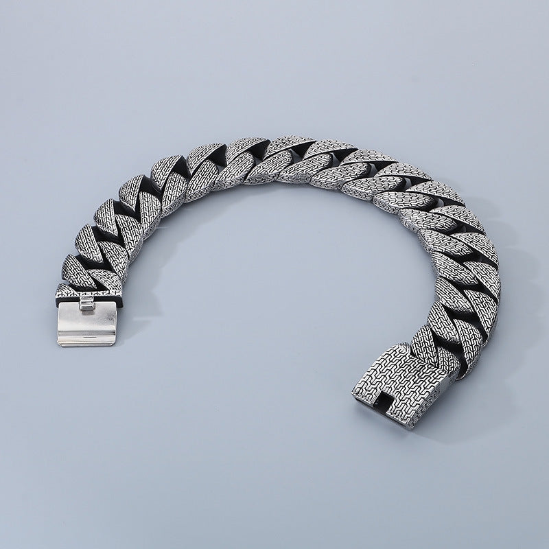 Bracelet en acier inoxydable cubain brossé