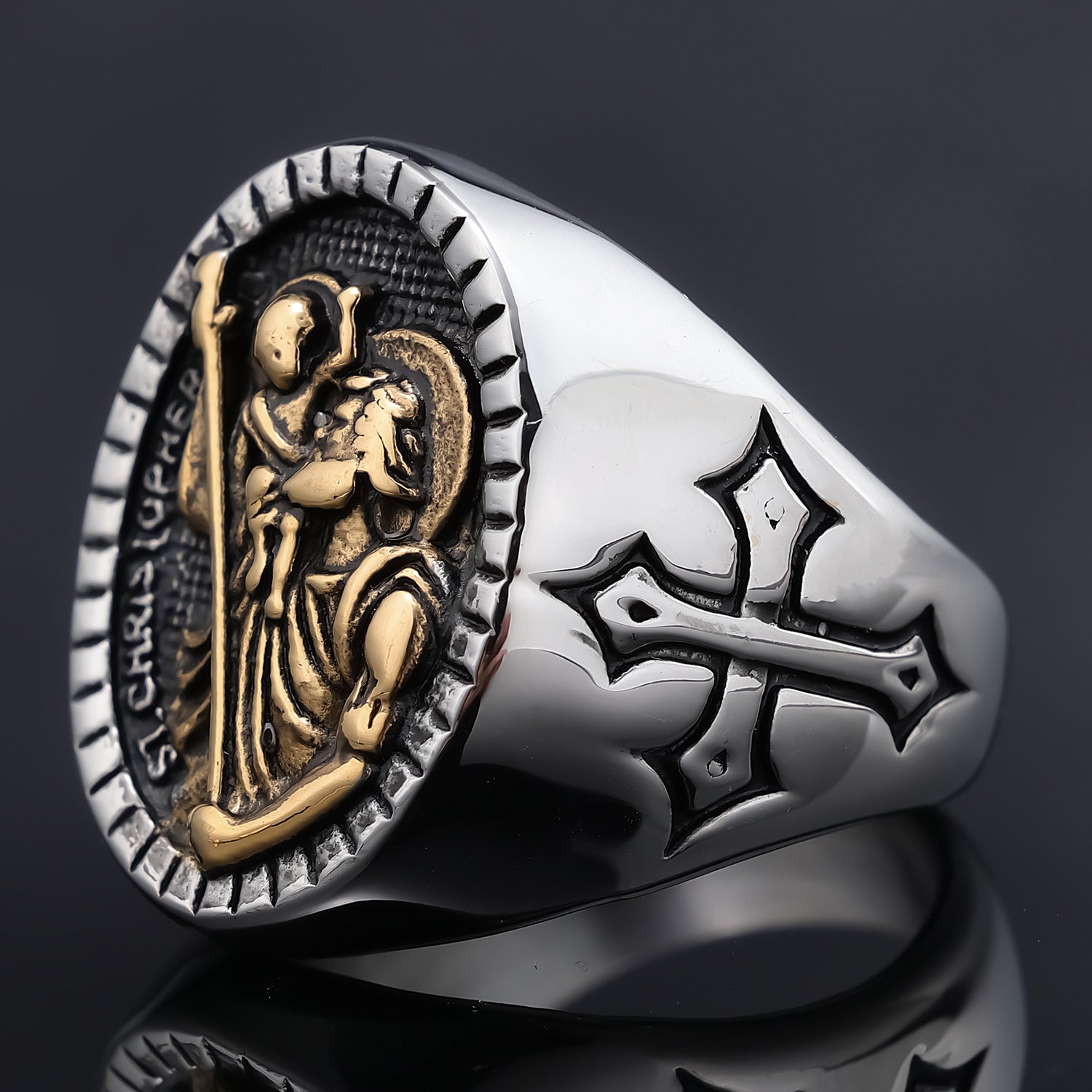 Anubis Ancient Egyptian Symbolism Men's Cross Ring