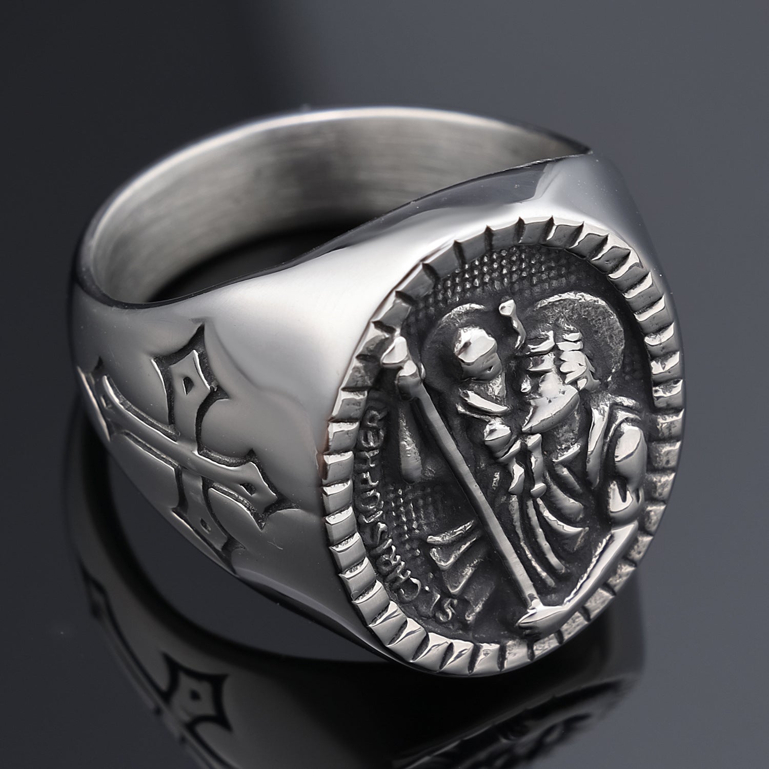 Anubis Ancient Egyptian Symbolism Men's Cross Ring