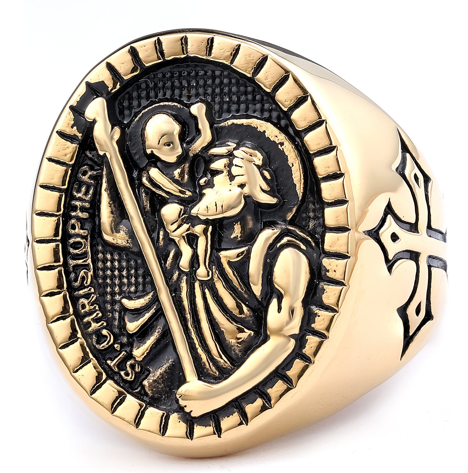 Anubis Ancient Egyptian Symbolism Men's Cross Ring