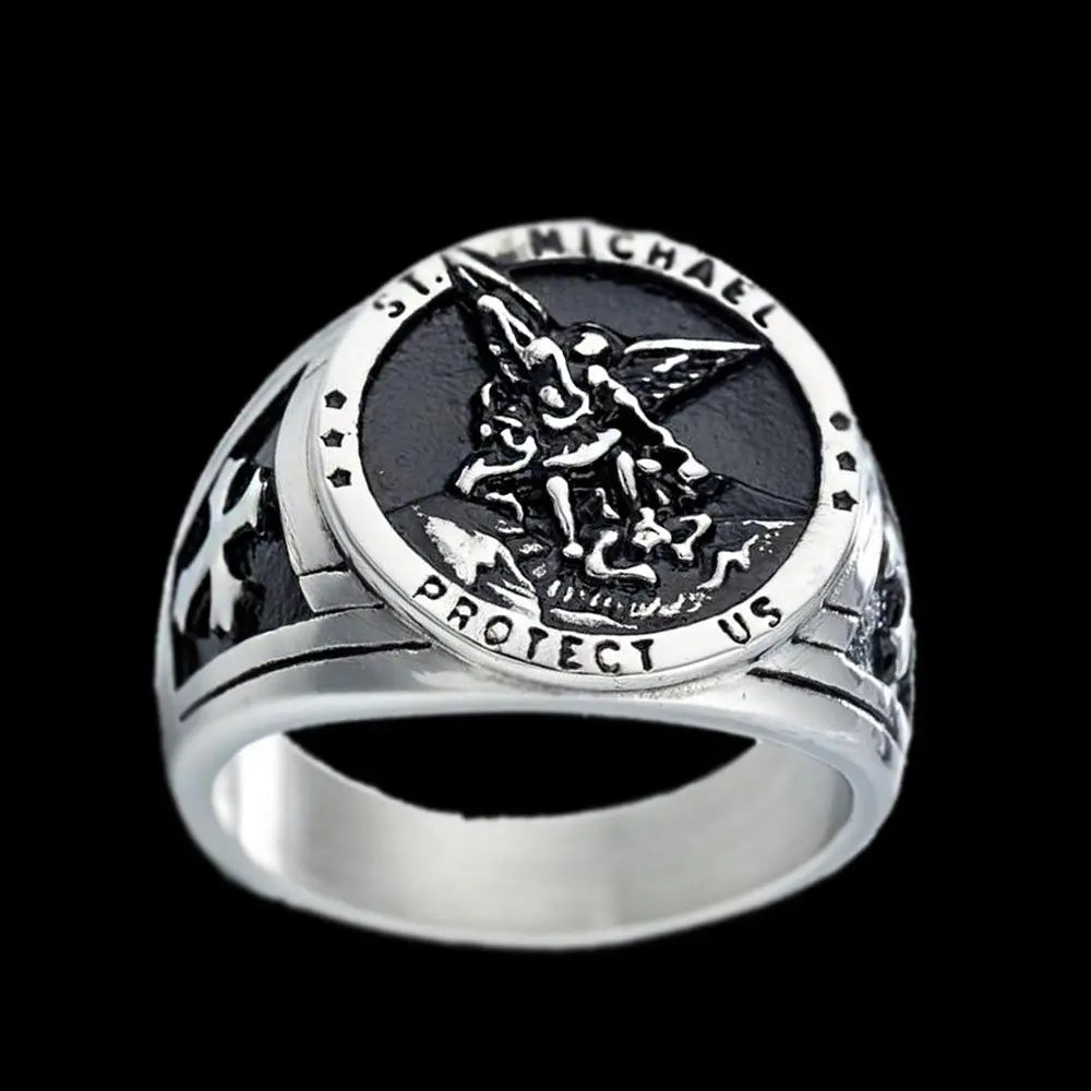 Archangel St. Michael Stainless Steel Ring - Vrafi Jewelry
