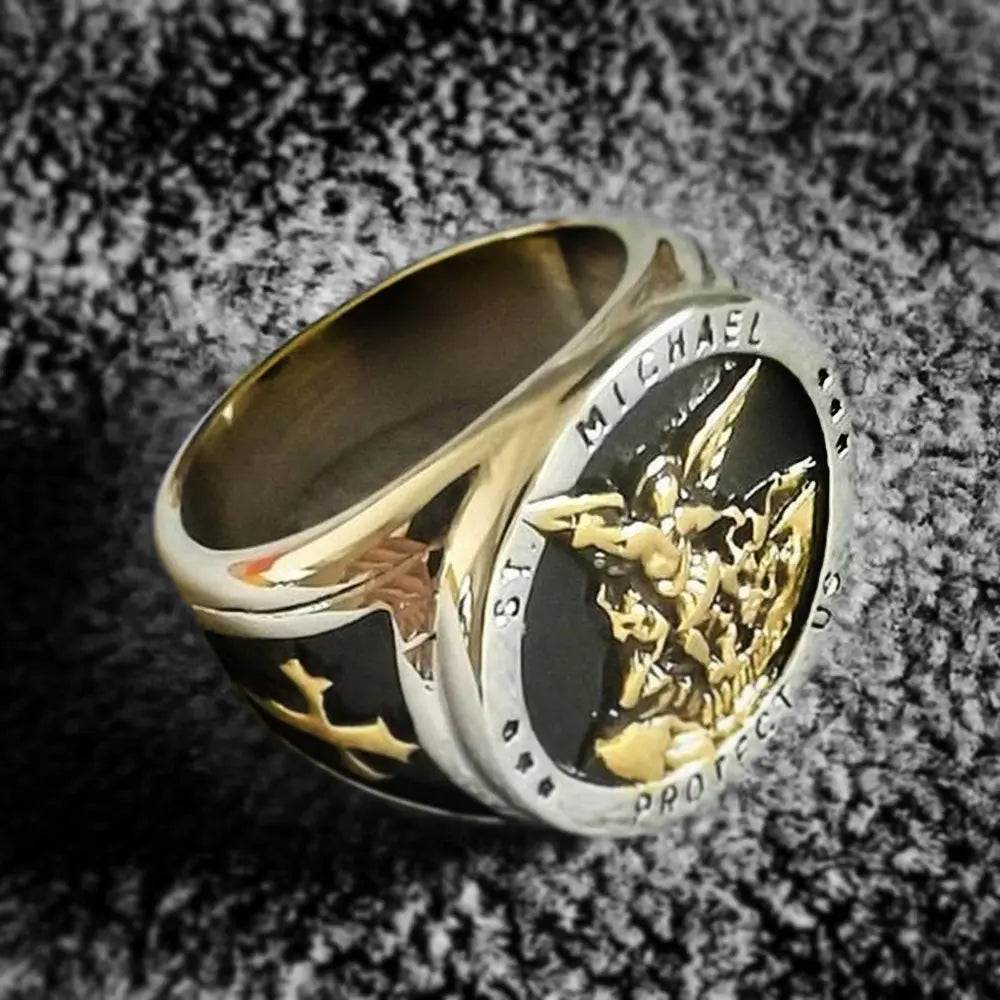 Archangel St. Michael Stainless Steel Ring - Vrafi Jewelry