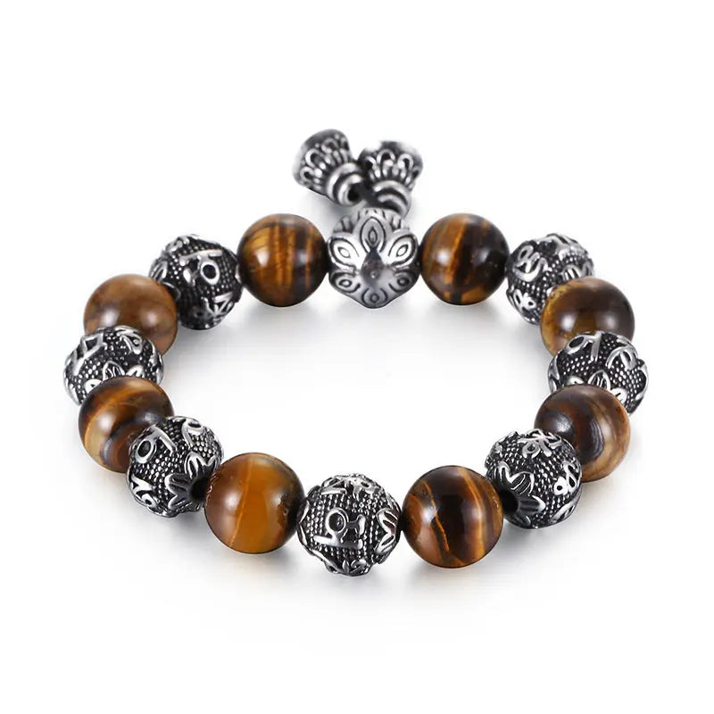 Beaded Tiger Eye Mala Beads Bracelet VRAFI