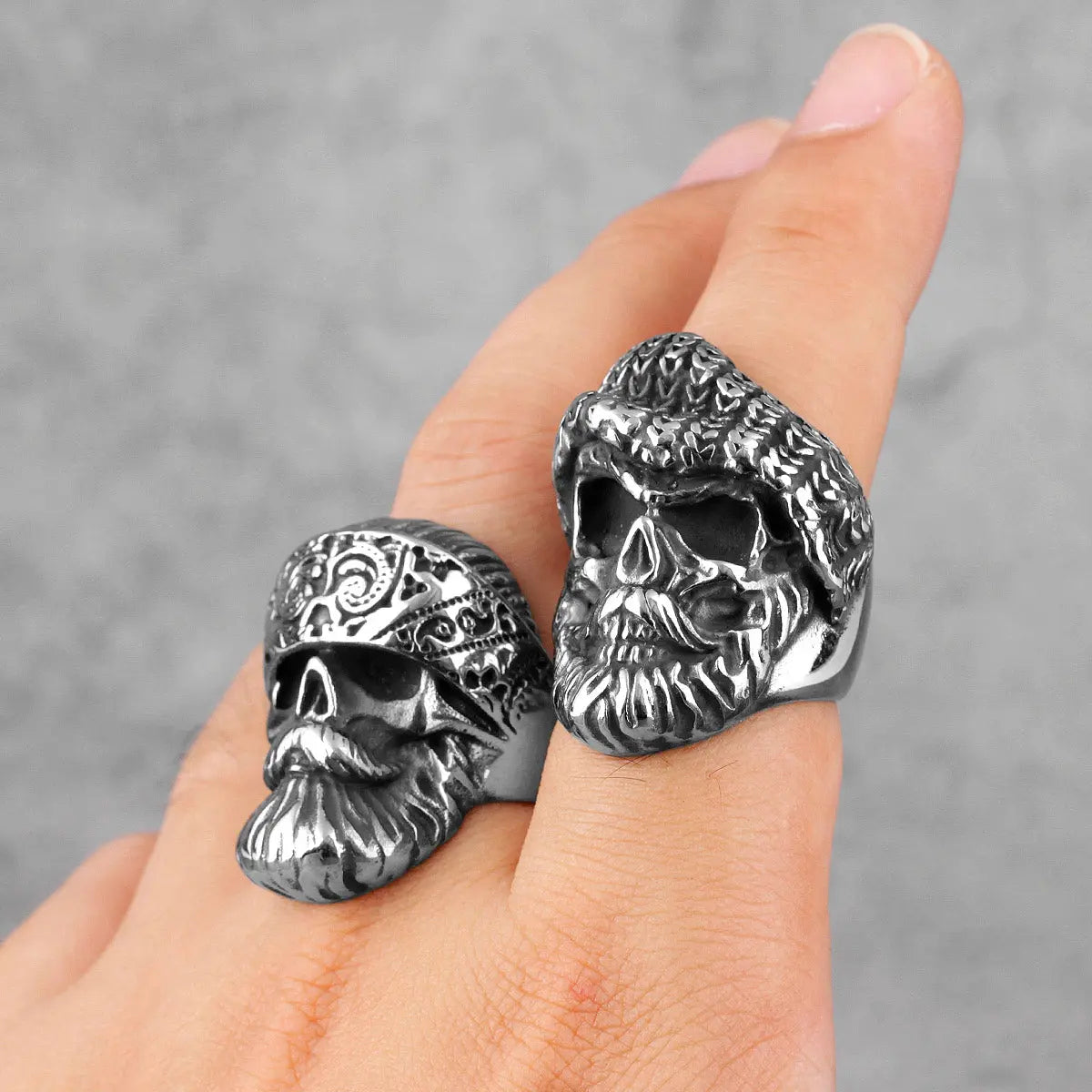 Beard Skull Fearless Stainless Steel Ring VRAFI