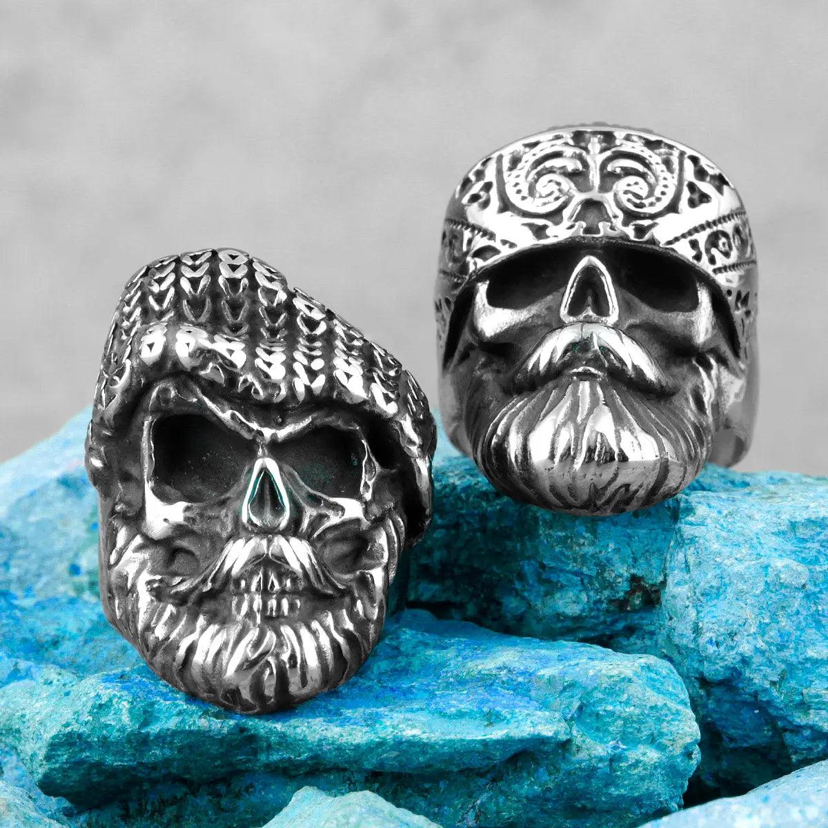 Beard Skull Fearless Stainless Steel Ring VRAFI