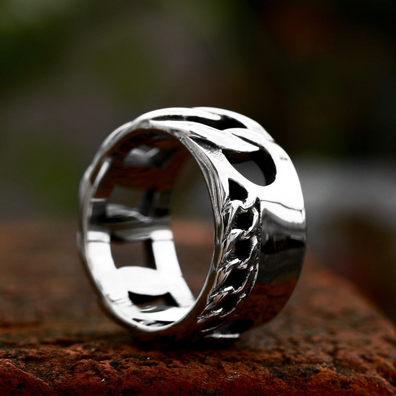 Biker Style Chain Stainless Steel Ring-Vrafi Jewelry