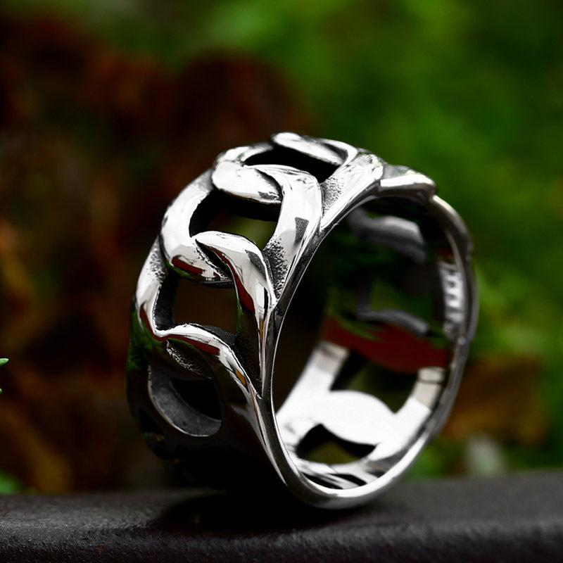 Biker Style Chain Stainless Steel Ring-Vrafi Jewelry