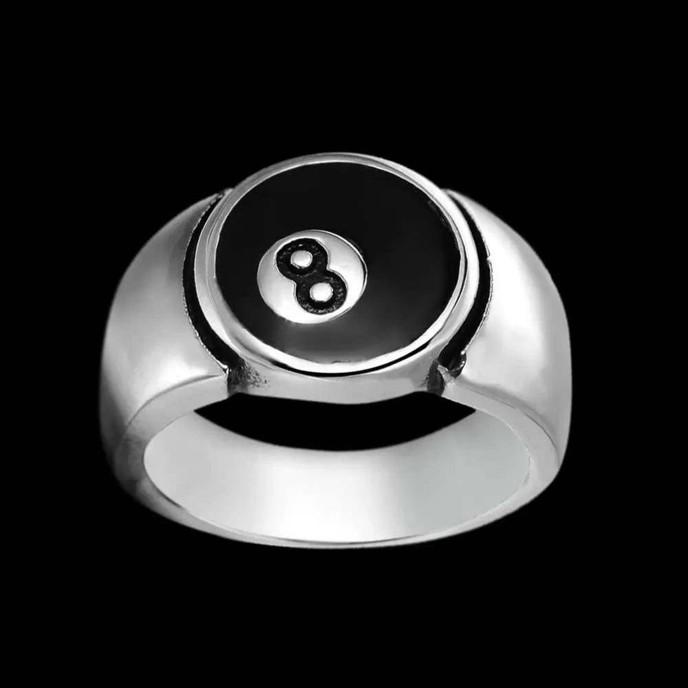 Billiard No. 8 Stainless Steel Ring - Vrafi Jewelry