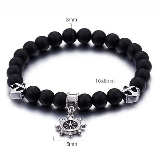 Black Agate Sailor Stretchable Bracelet VRAFI