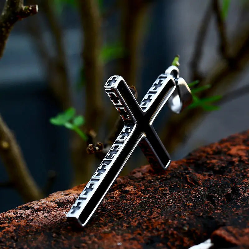 Black Epoxy Cross Stainless Steel Pendant - Vrafi Jewelry