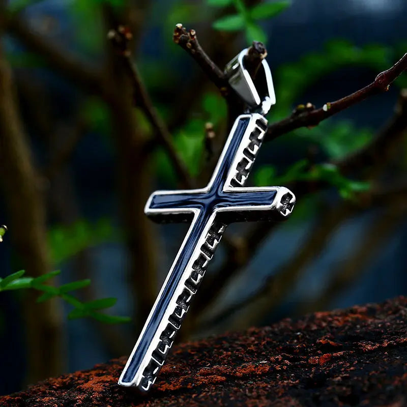 Black Epoxy Cross Stainless Steel Pendant - Vrafi Jewelry