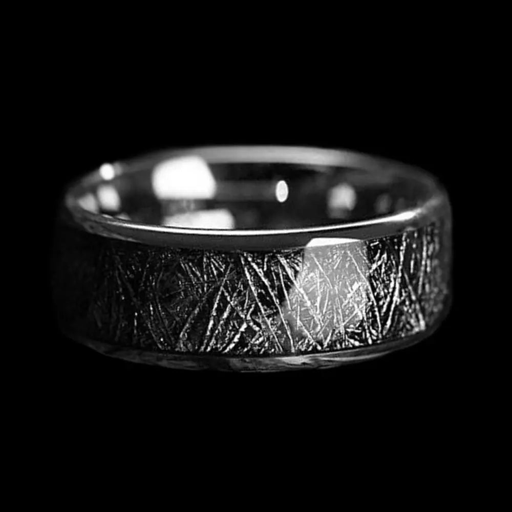 Black Gemstone Stainless Steel Ring ZJJ