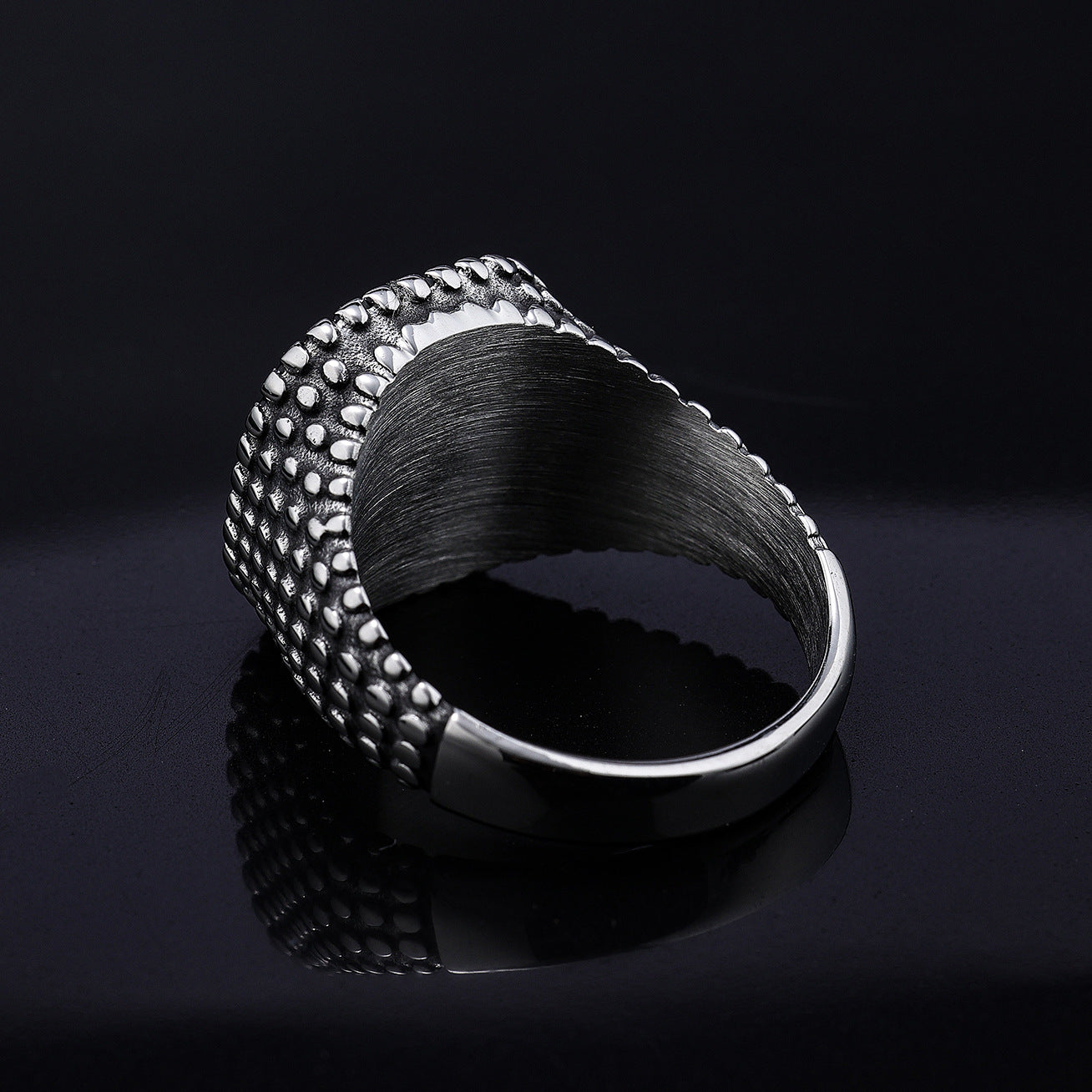 Black Square Dripped Resin Studded Ring