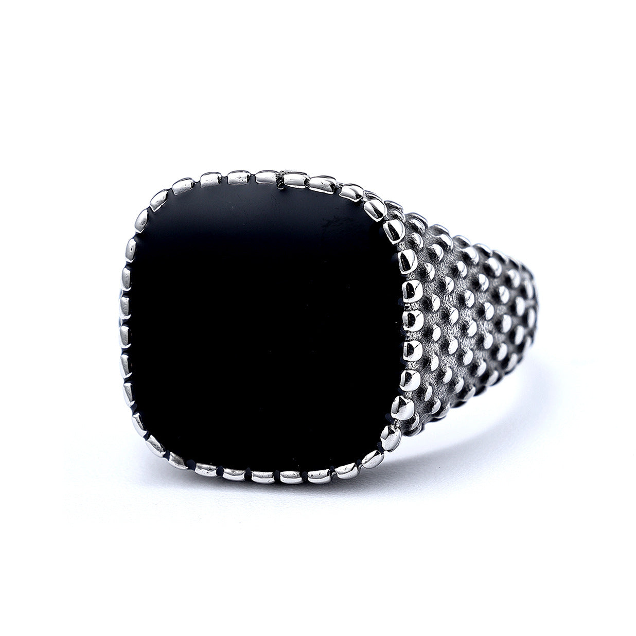 Black Square Dripped Resin Studded Ring