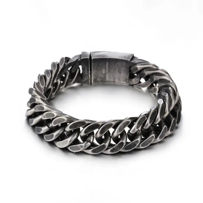 Blackened Diamond Cut Chain Stainless Steel Bracelet VRAFI