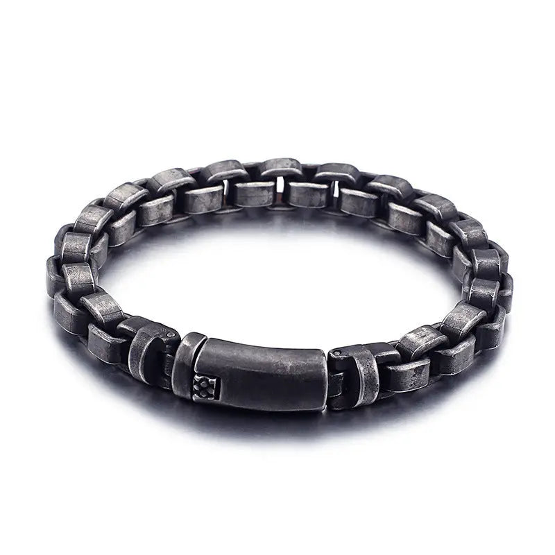 Blackened Stainless Steel Box Chain Bracelet VRAFI