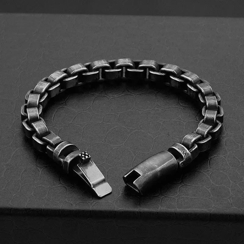 Blackened Stainless Steel Box Chain Bracelet VRAFI