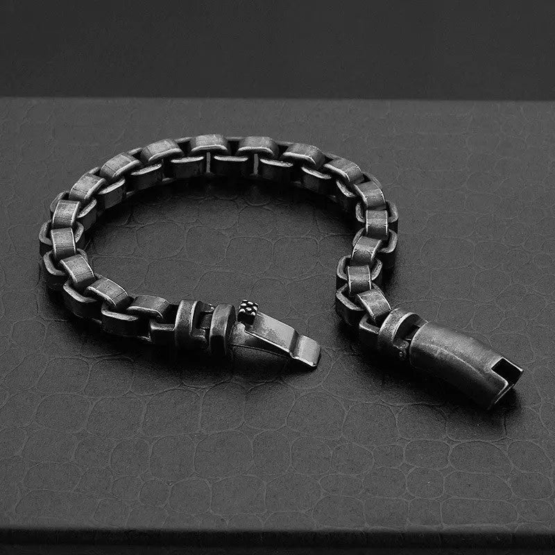 Blackened Stainless Steel Box Chain Bracelet VRAFI