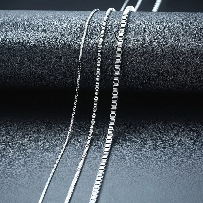 Box Chain Stainless Steel Necklace - Vrafi Jewelry