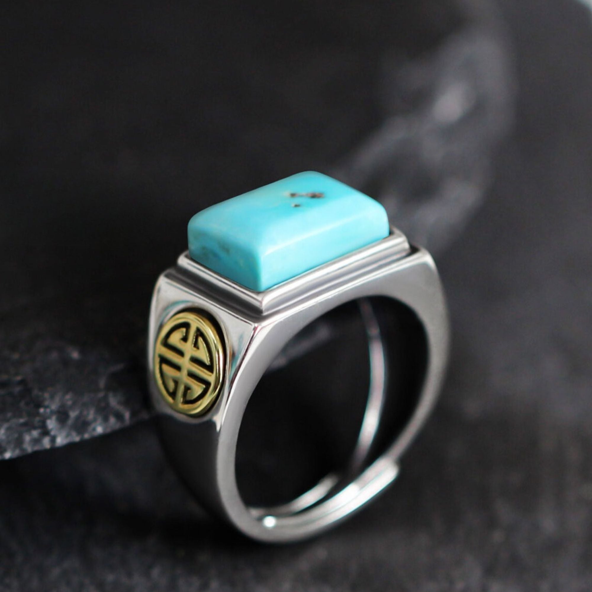 Rectangular Turquoise 925 Sterling Silver Ring