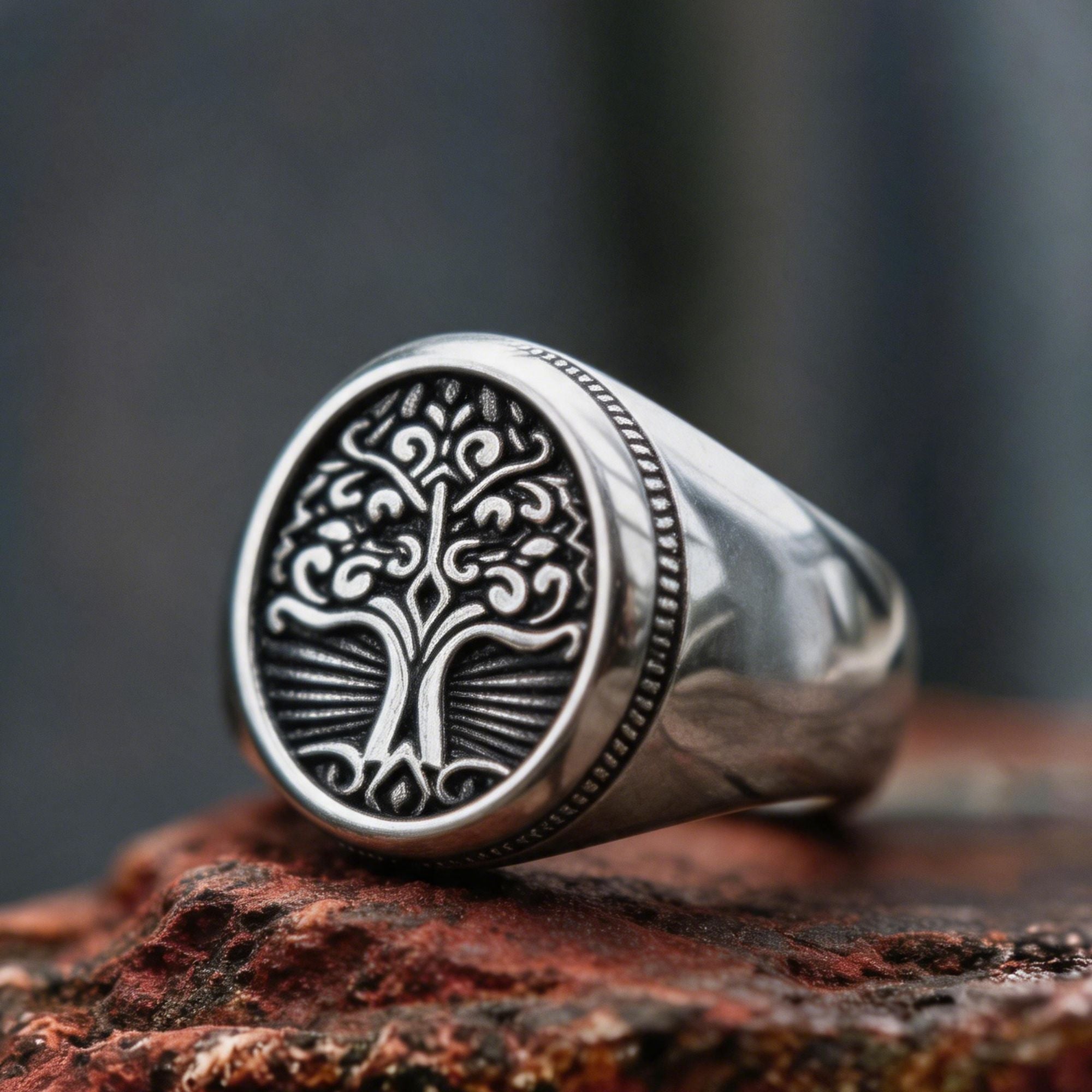 Solid Tree of Life Signet Ring