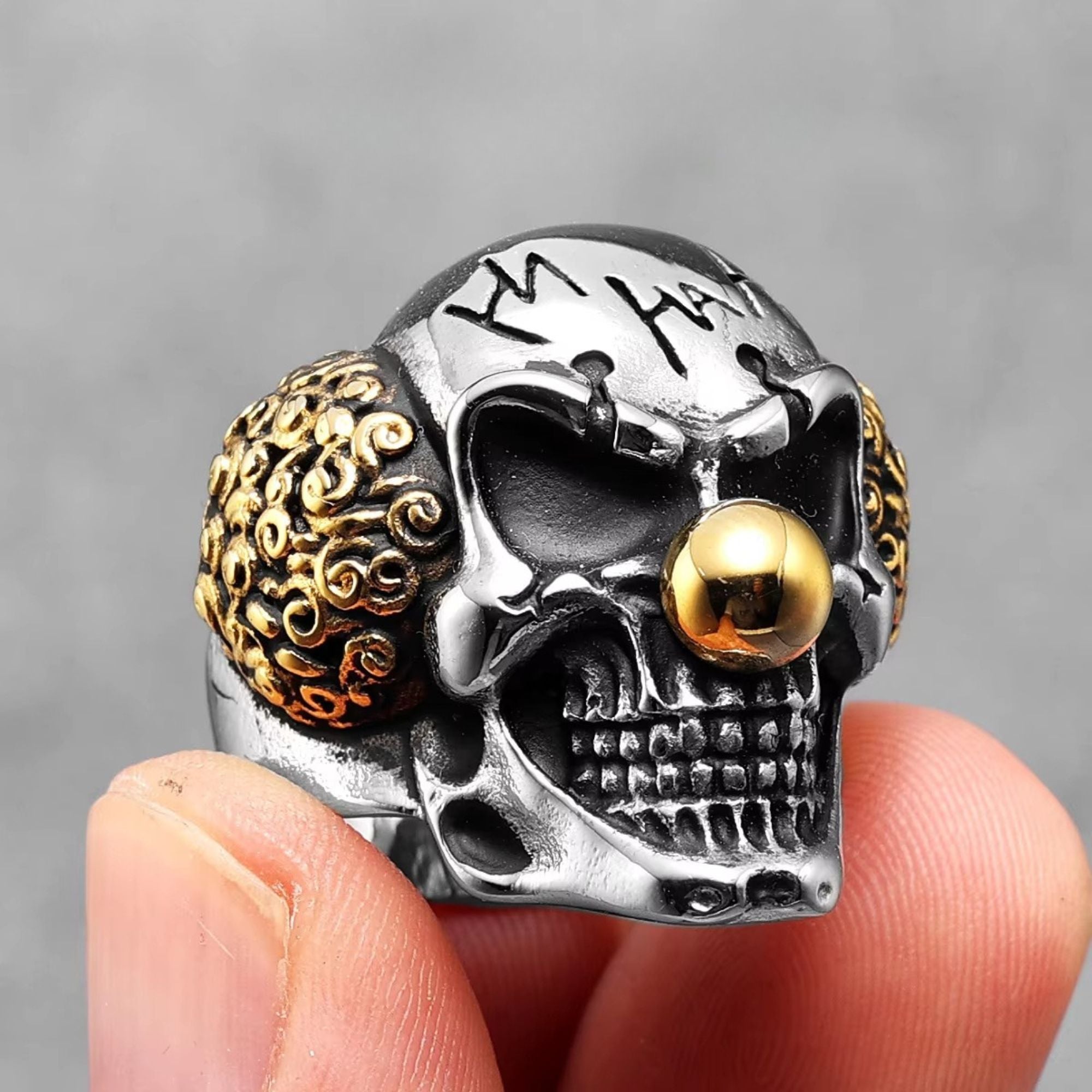 Evil Clown Skull Stainless Steel Ring
