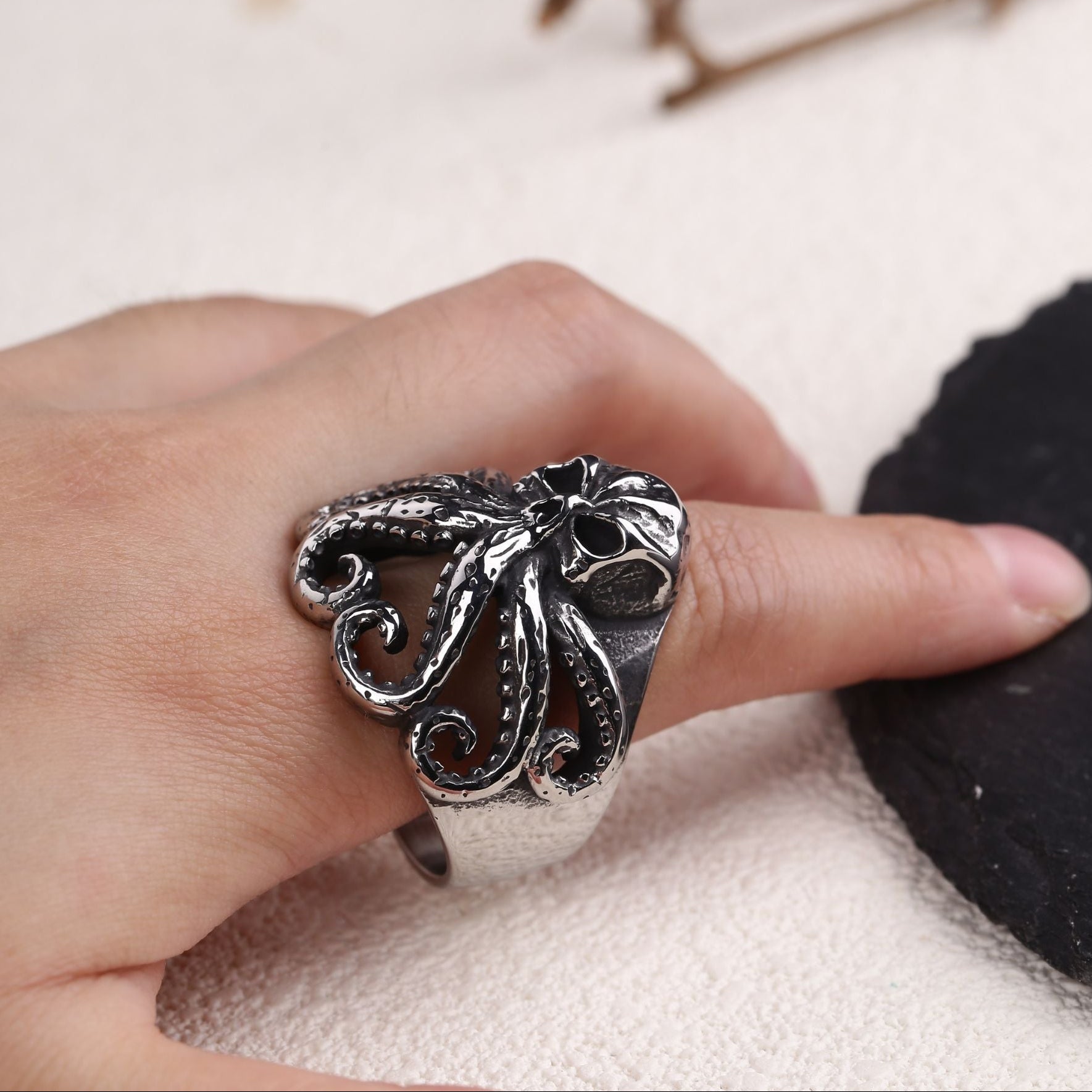 Octopus Skull Stainless Steel Ring