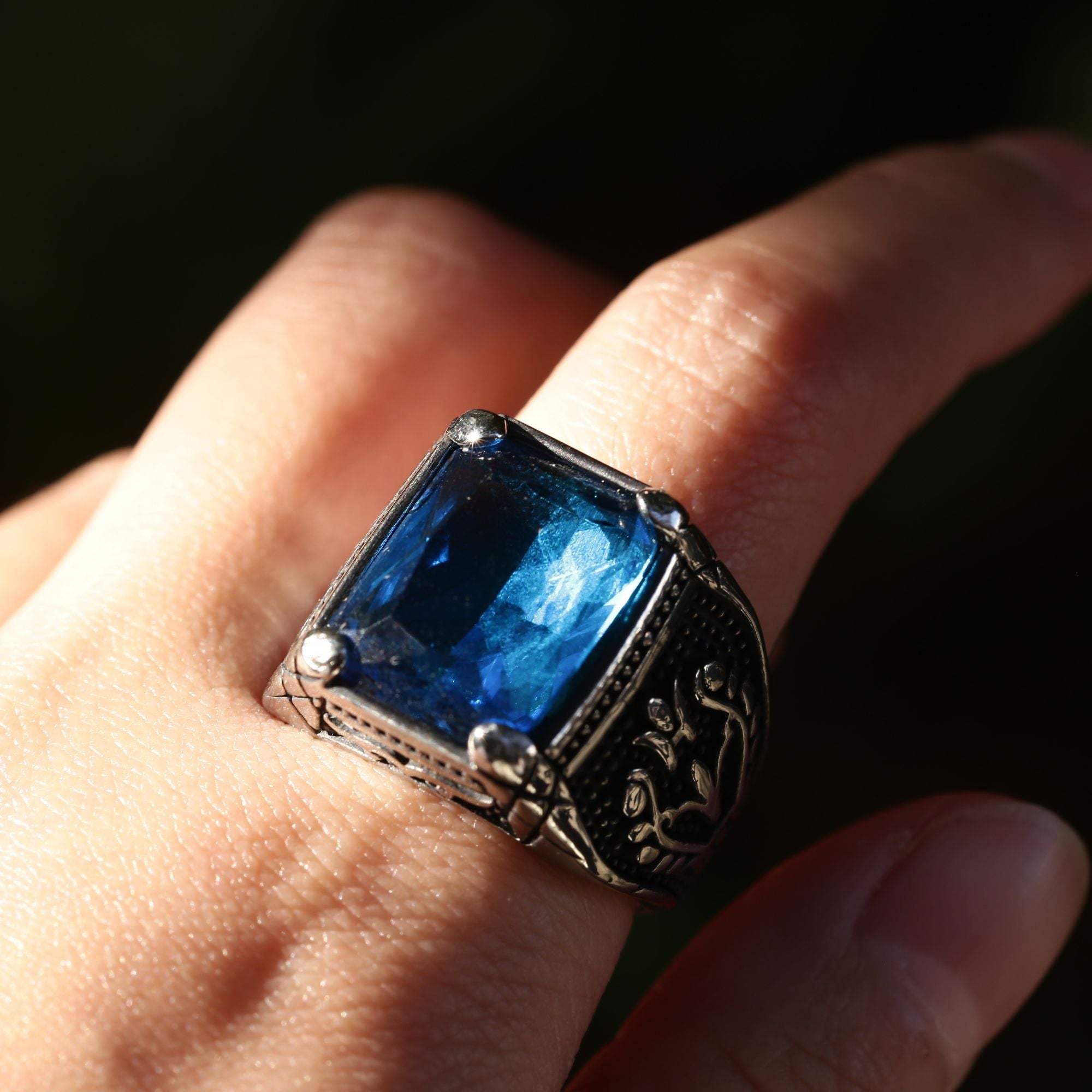 Gemstone Inlaid Eternal Flower Ring