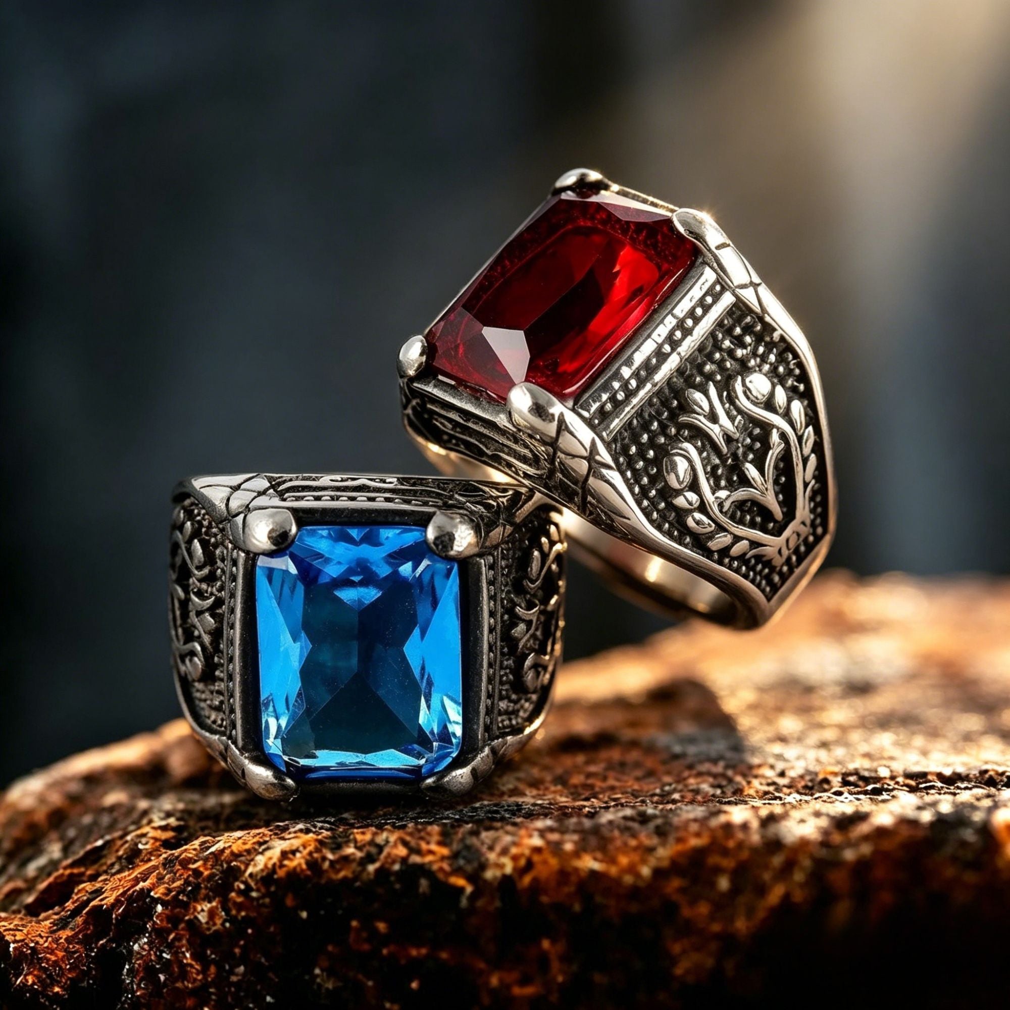 Gemstone Inlaid Eternal Flower Ring