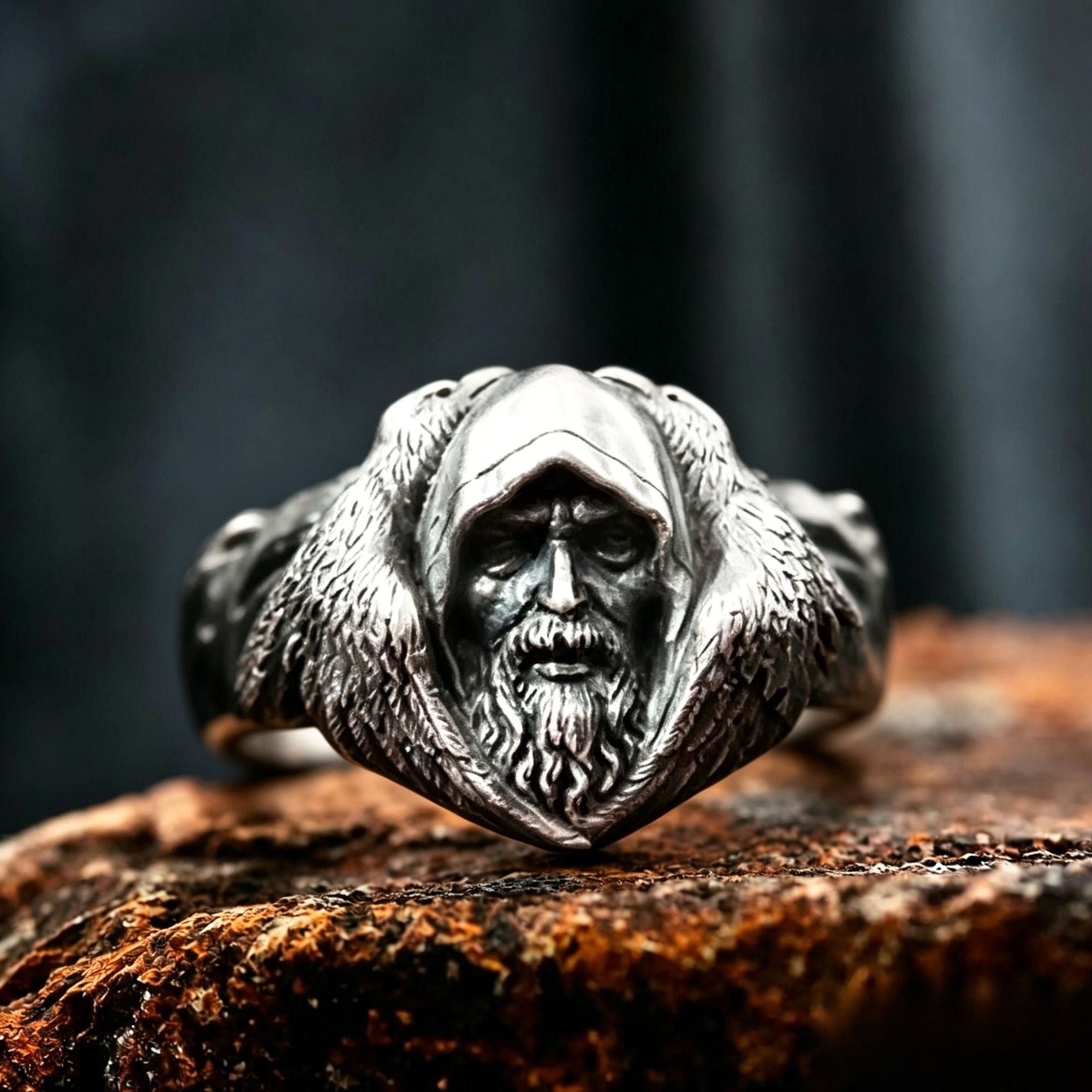 Mythology Odin Raven Wolf Stainless Steel Ring