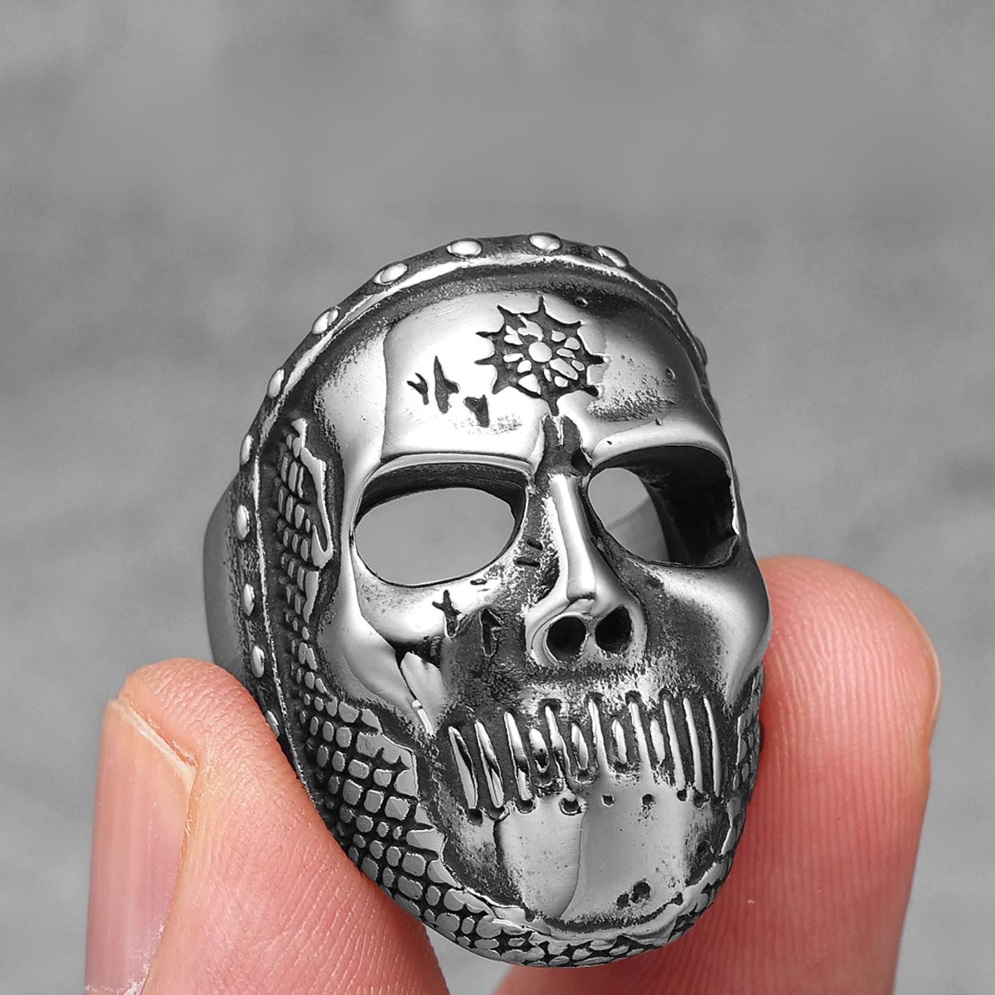 Chaos Star Skull Stainless Steel Ring