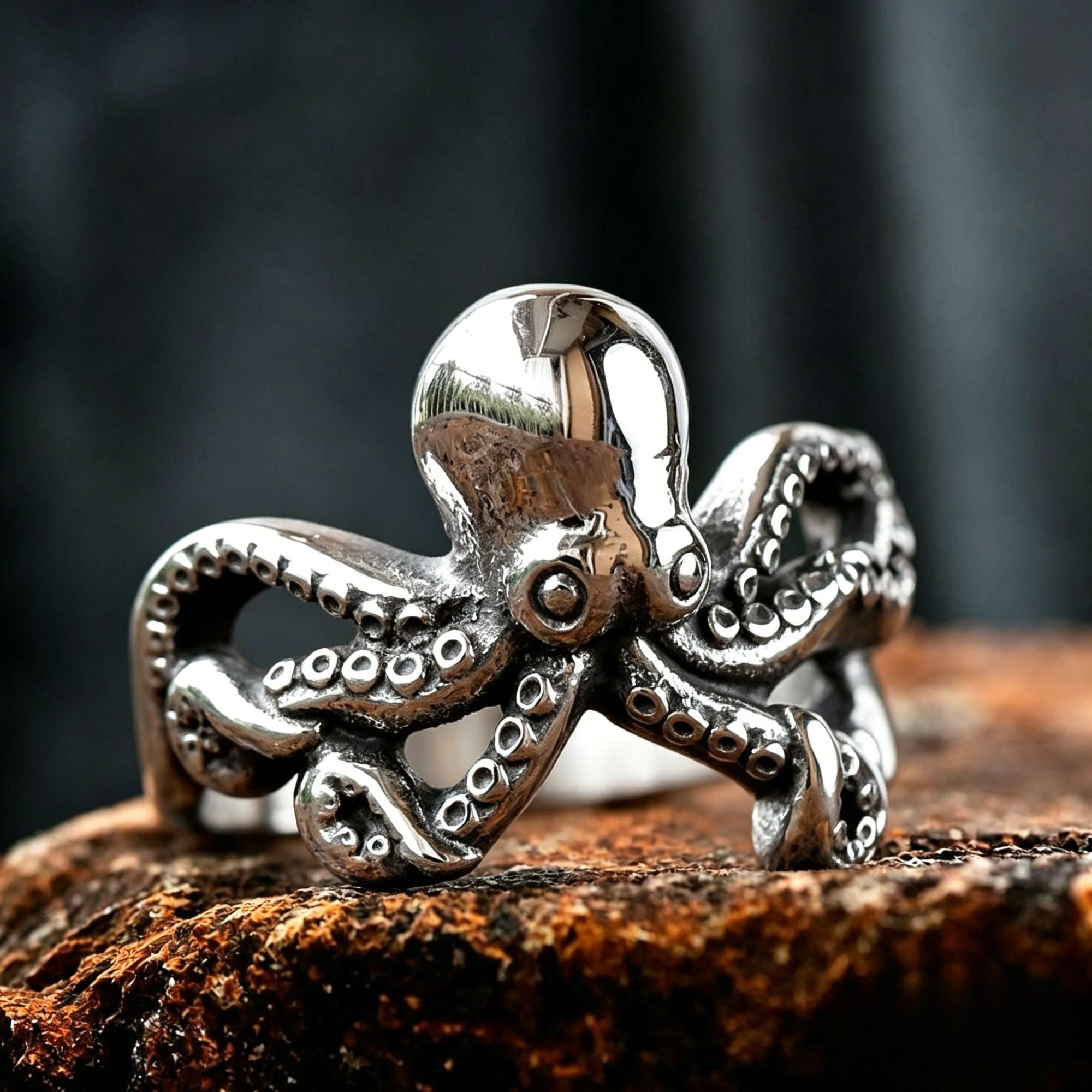 3D Octopus Statement Stainless Steel Ring