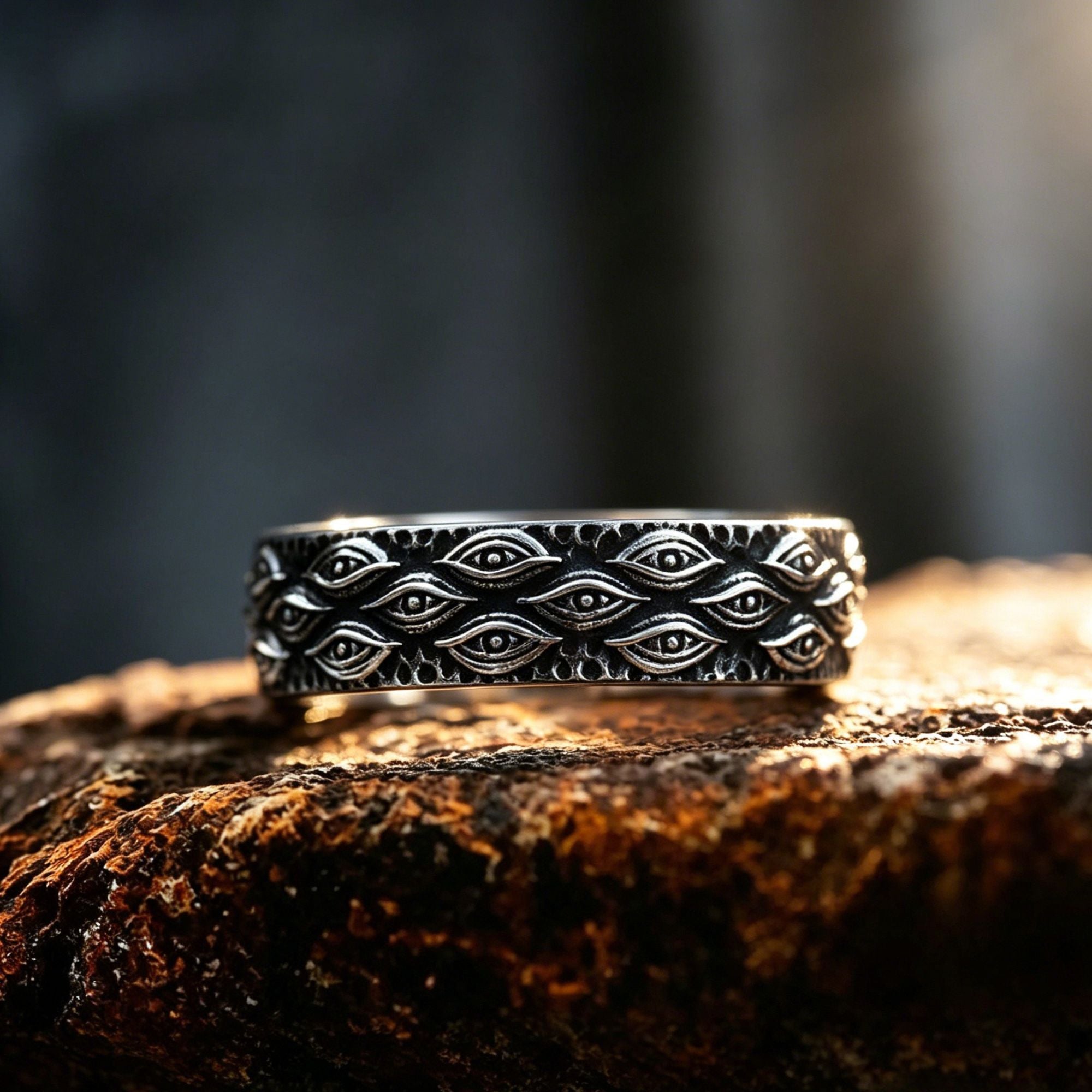All‑Seeing Eye Pattern Stainless Steel Ring