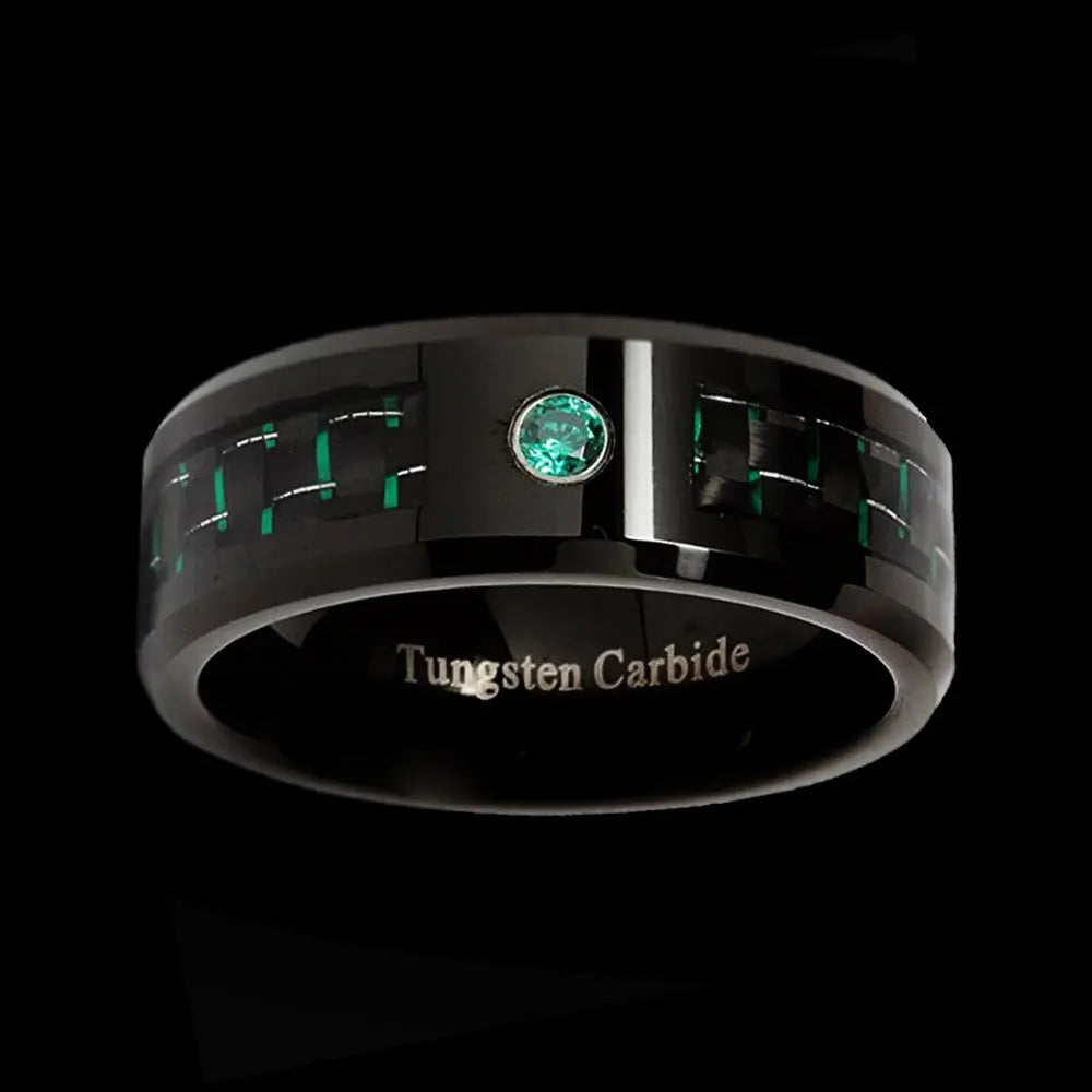 Carbon Fiber Inlay Tungsten Carbide Ring ZJJ