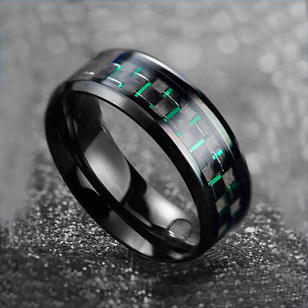 Carbon Fiber Inlay Tungsten Carbide Ring ZJJ