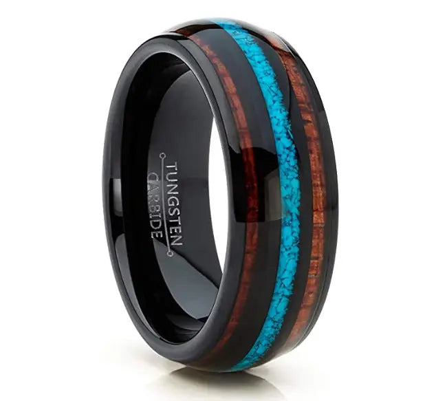 Carbon Fiber Wood Style Stainless Steel Ring ZJJ