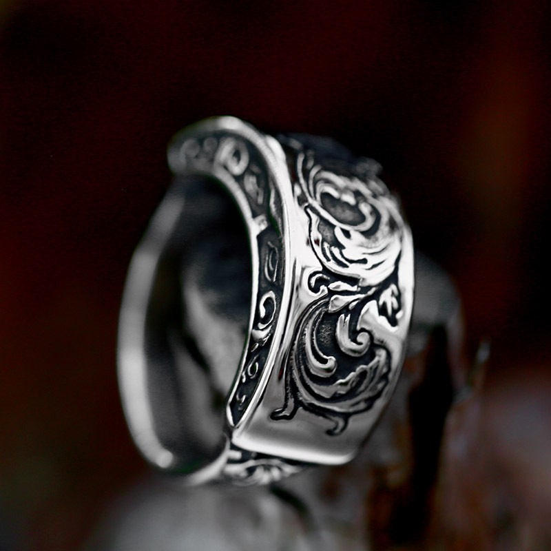 Carved Totem Stainless Steel Ring-Vrafi Jewelry
