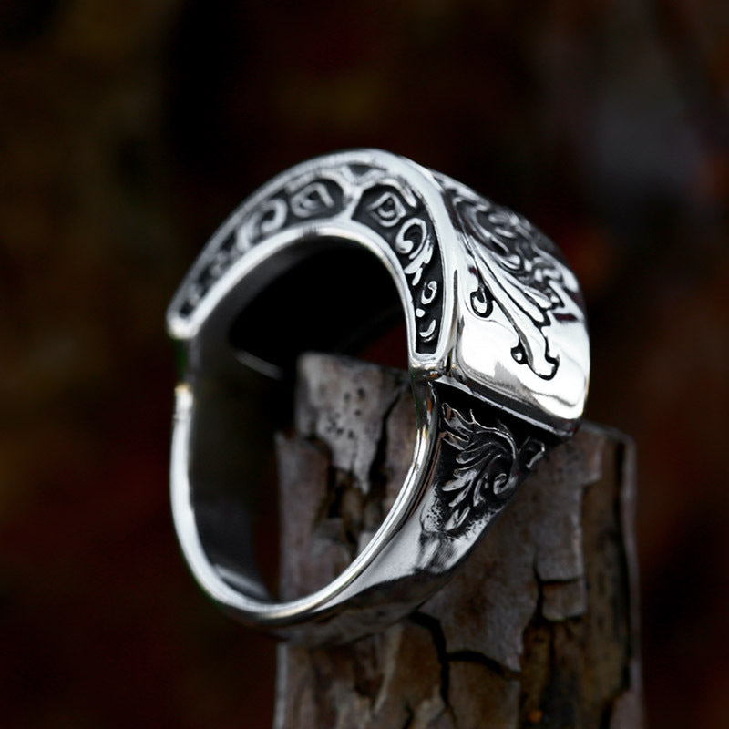 Carved Totem Stainless Steel Ring-Vrafi Jewelry