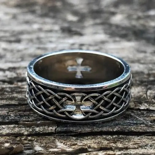 Celtic Cutout Cross Silver Ring - Vrafi Jewelry