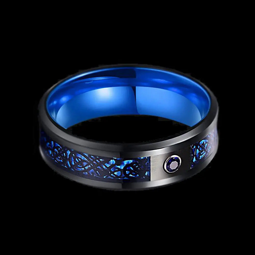 Celtic Dragon Carbon Fiber Ring Band ZJJ