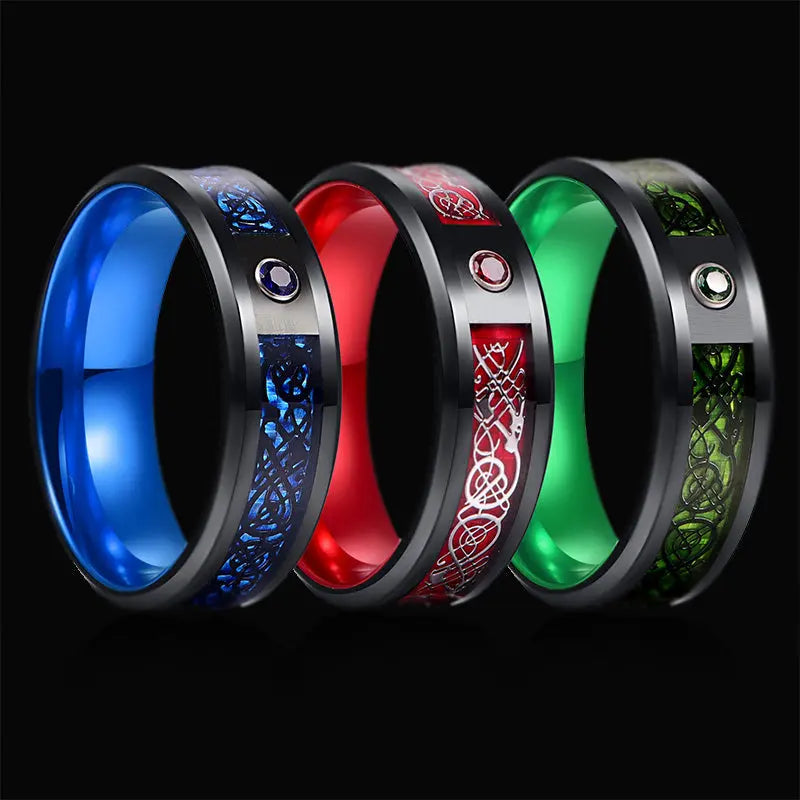 Celtic Dragon Carbon Fiber Ring Band ZJJ