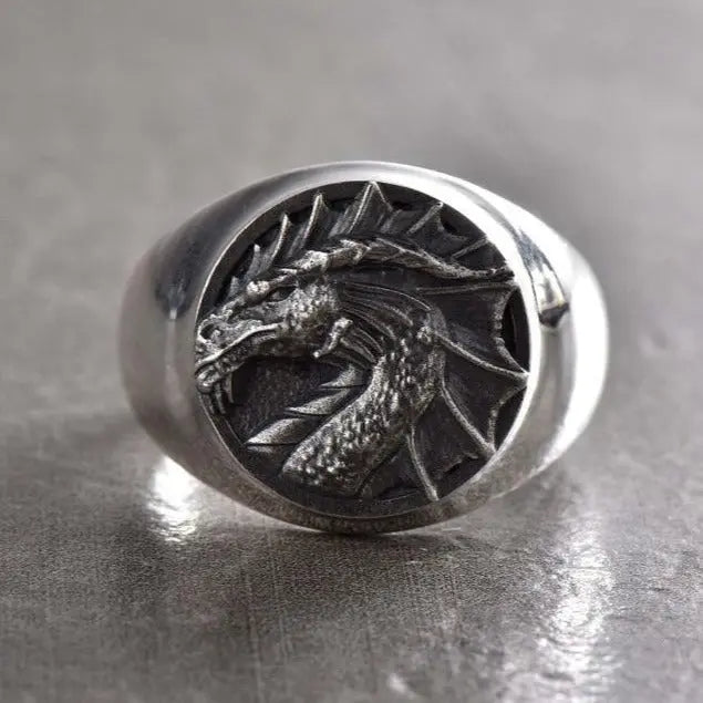 Celtic Dragon Signet Ring - Vrafi Jewelry