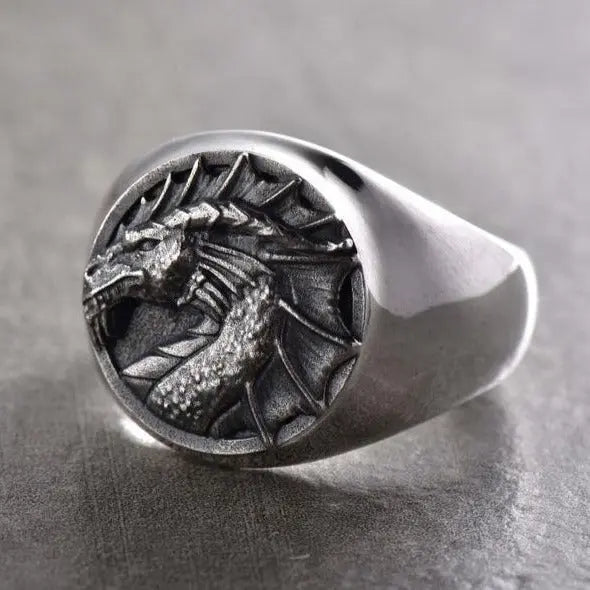 Celtic Dragon Signet Ring - Vrafi Jewelry