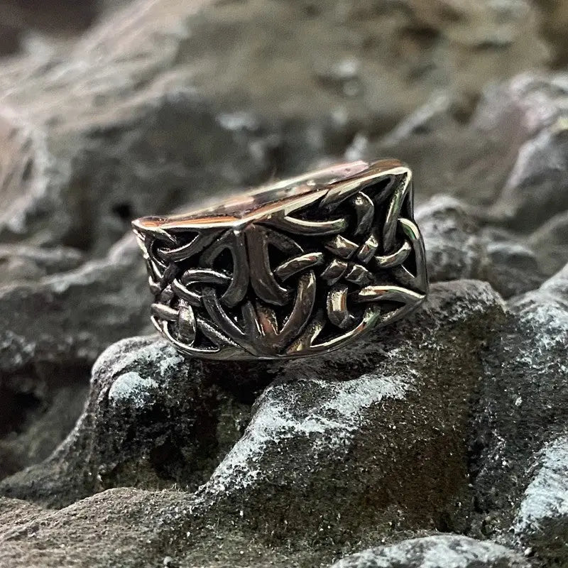 Celtic Knot Stainless Steel Band Ring - Vrafi Jewelry