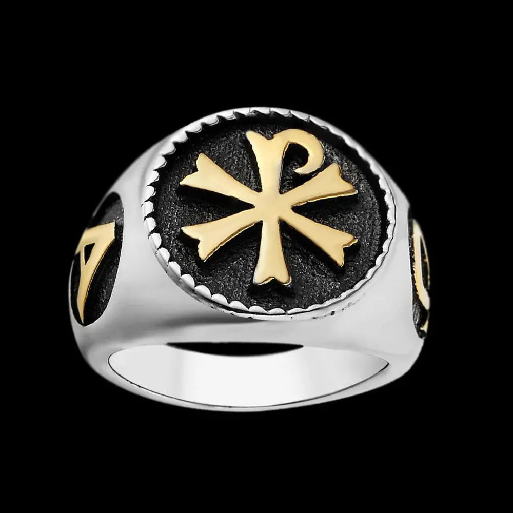 Chi-Rho Stainless Steel Ring - Vrafi Jewelry